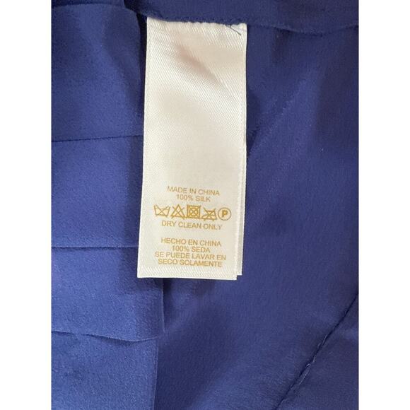 Women’s Kate Spade Sleeveless Hidden Button Down Silk Royal Blue Top Size 10 - Picture 3 of 4